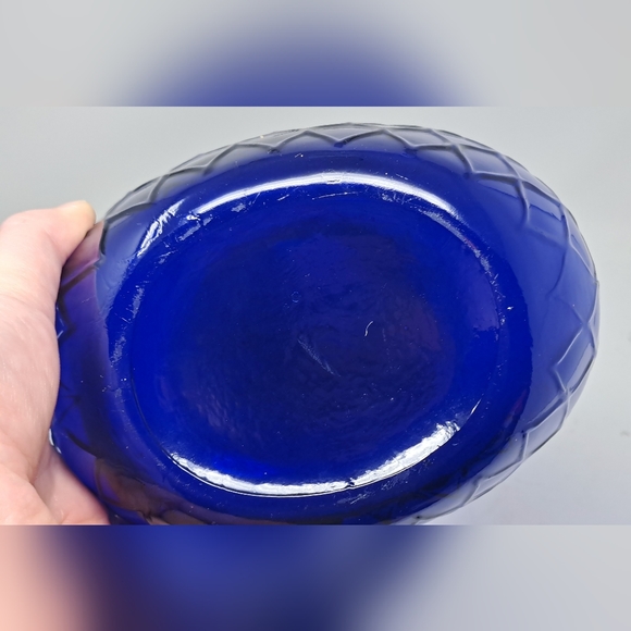 Vintage Empoli? Cobalt Blue Genie Bottle With Fish Net Pattern - Picture 8 of 8